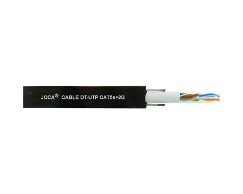 reinforced ﬂat or ﬁgure8 elevator cable with network cable